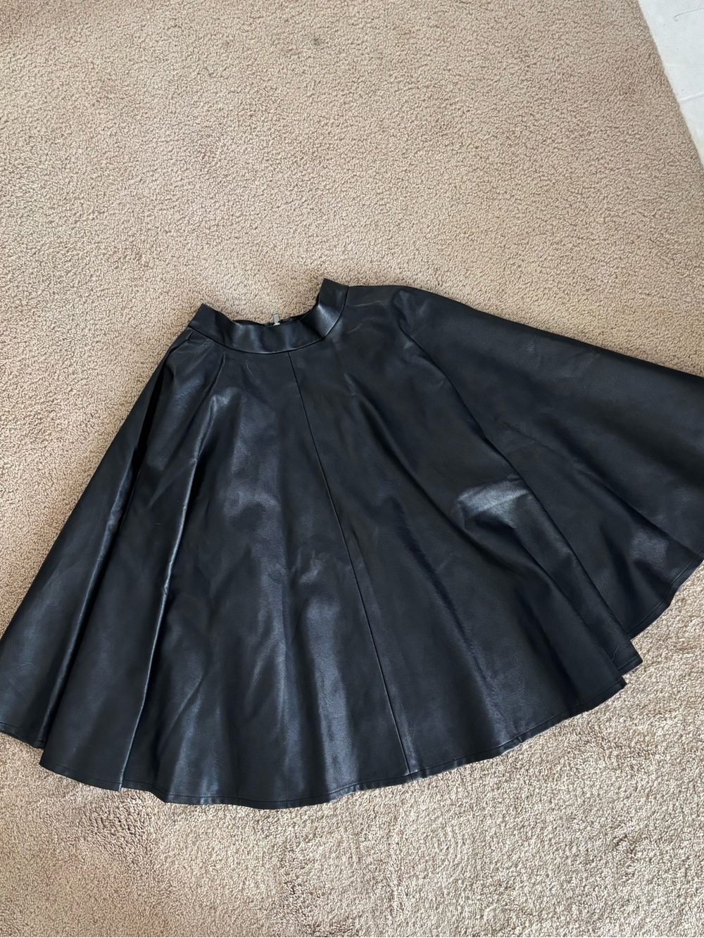 Vixen by Micheline Pitt Black Faux Leather Circle Skirt